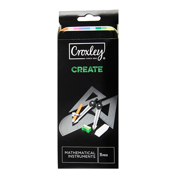 MATHEMATICS INSTRUMENT SET CROXLEY 11 PIECE