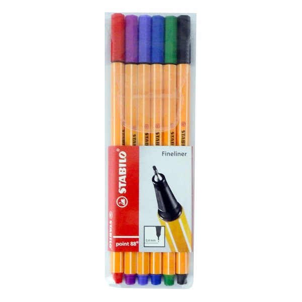 PEN FINELINER STABILO POINT 88-6 WALLET 6 ASS