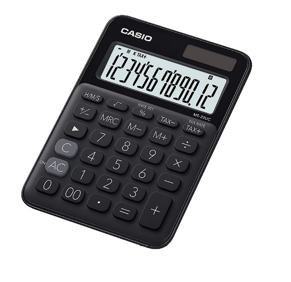 CALCULATOR CASIO DESKTOP 12DIG-BLACK=MS-20UC-BK