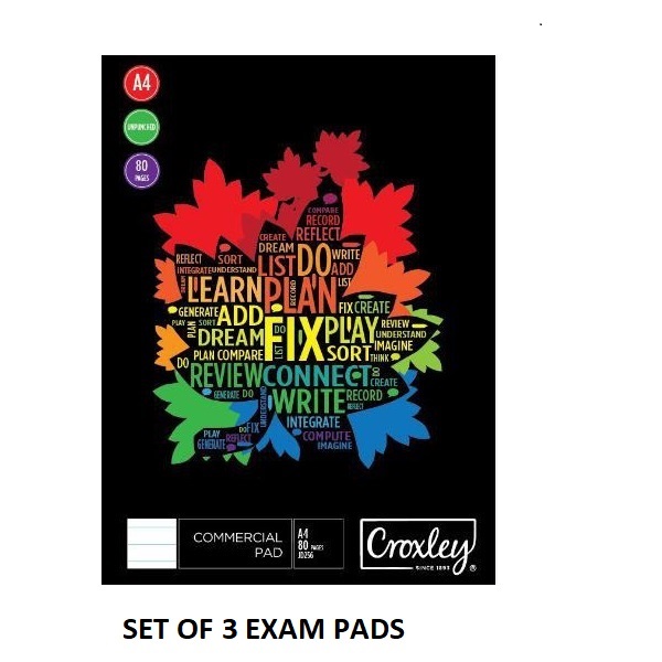 EXAMINATION PAD A4 PUNCHED  SET OF THREE (3)