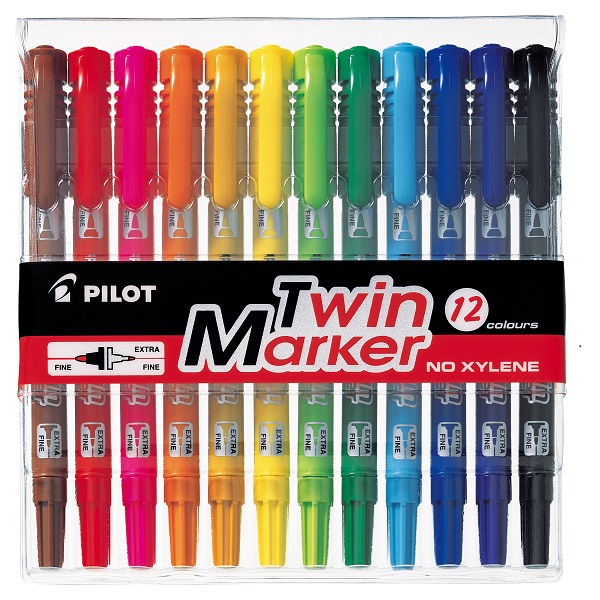 MARKER PILOT TWIN FINE/EXTRA FINE 12'S= SCA-TM-S12