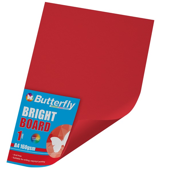 PAPER BOARD A1 BRIGHT RED BRD234 160GSM B/FLY-WRAP