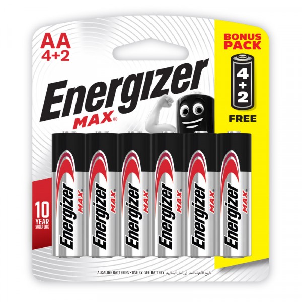 BATTERY ENERGIZER MAX AA 4+2: E91BP6(AA)