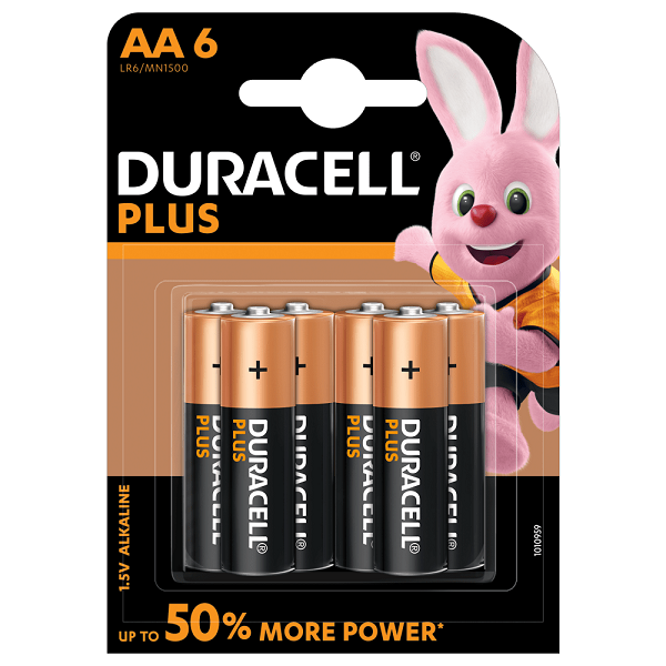 BATTERIES DURACELL PLUS AA PACK-6= 63-0206-00