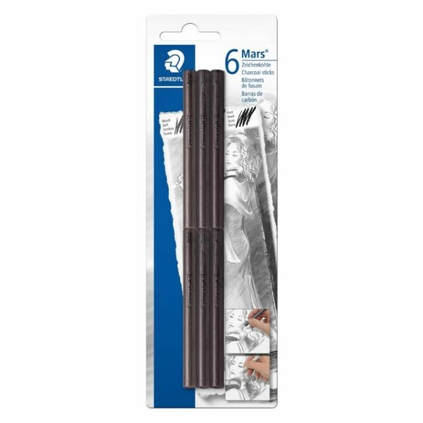 CHARCOAL STICKS 2490BK HARD(2) MED (2) SOFT(2)