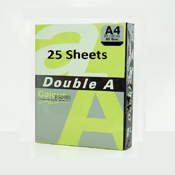 PAPER COLOUR DOUBLE A NEON GREEN A4 80GSM
