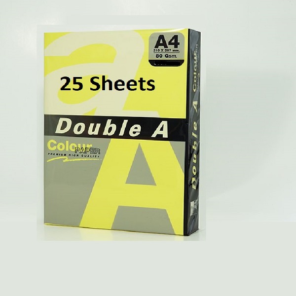PAPER COLOUR DOUBLE A NEON YELLOW A4 80GSM