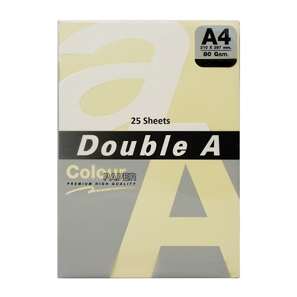 PAPER COLOUR DOUBLE A PASTEL YELLOW A4 80GSM