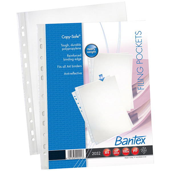 FILING POCKETS COPYSAFE BANTEX A4 - LOOSE