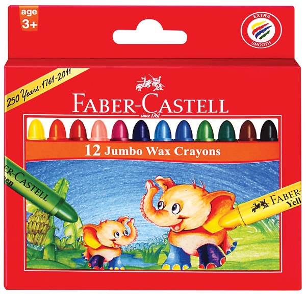 CRAYON WAX FABER-CASTELL JUMBO ASS 12'S = 120040