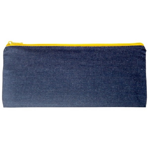 PENCIL BAG WITH ZIP DENIM NAVY BLUE  X 2