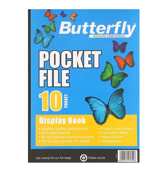 FILE DISPLAY BOOK BUTTERFLY A4 10PKTS X 2