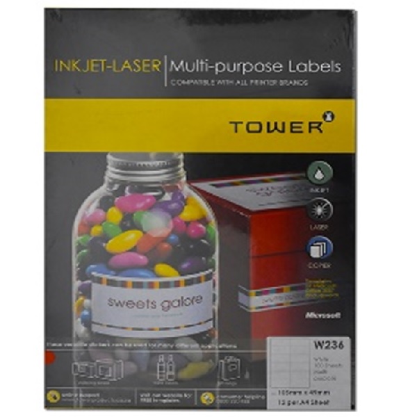 Label, White 25 Sheets Multi-Purpose, 8 per A4